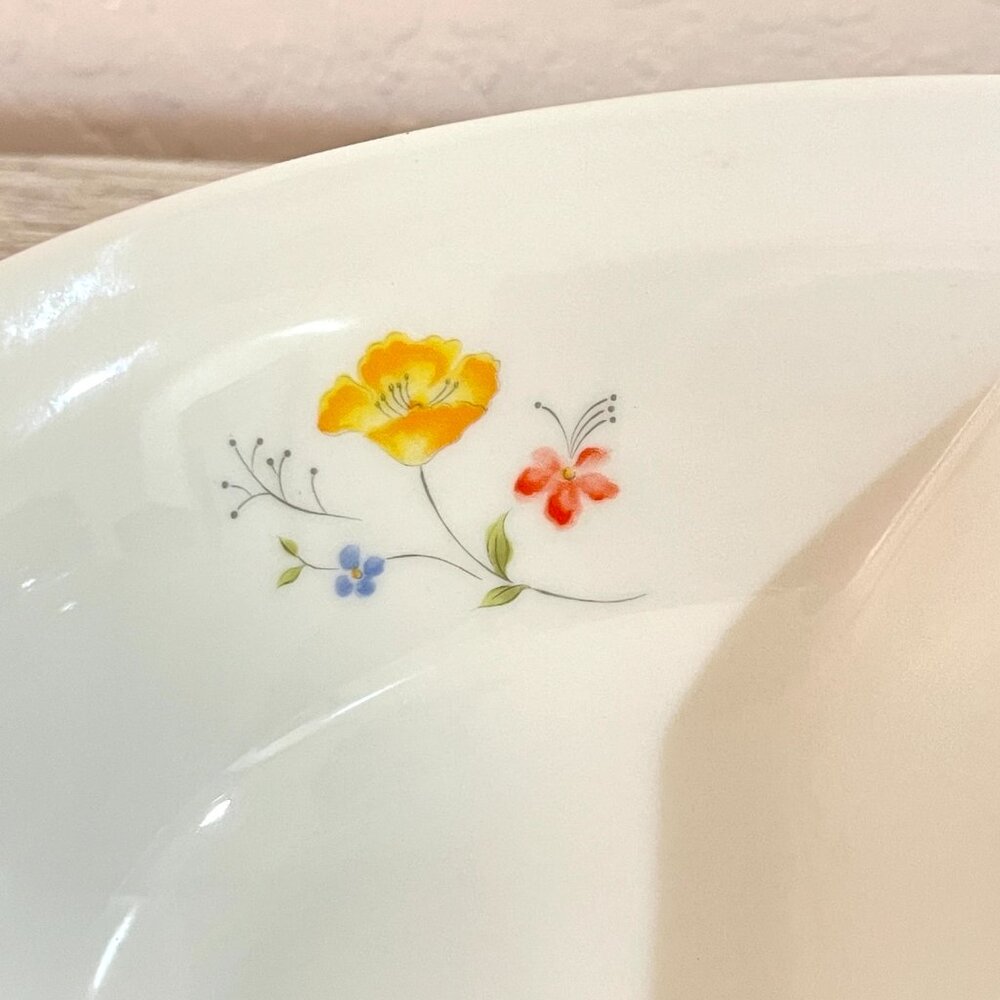 Hearthside Bake N Serve Dish Poppy Garden Divided Baker 10" White Flowers - Picture 7 of 9